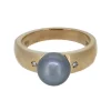 BAGUE EN OR 14K SERTIE DpiUNE PERLE DE TAHITI ET DE DIAMANTS