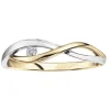 BAGUE EN OR 10K 2TONS SERTIE DpiUN DIAMANT CANADIEN