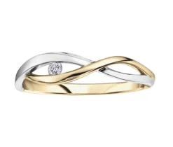 BAGUE EN OR 10K 2TONS SERTIE DpiUN DIAMANT CANADIEN