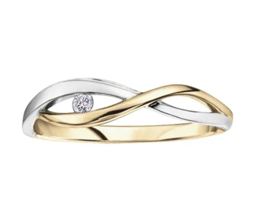 BAGUE EN OR 10K 2TONS SERTIE DpiUN DIAMANT CANADIEN