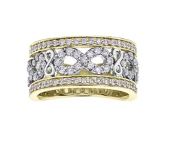 BAGUE EN OR SERTI DpiUN CARAT DE DIAMANTS NATURELS