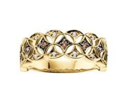 BAGUE EN OR SERTIE DE DIAMANTS BLANCS ET CHAMPAGNES