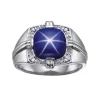 BAGUE EN OR SERTIE DpiUN SAPHIR ÉTOILÉ ET DE DIAMANTS