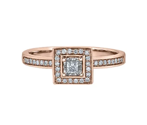 BAGUE EN OR SERTIE DpiUN DIAMANT CANADIEN ET DE DIAMANTS