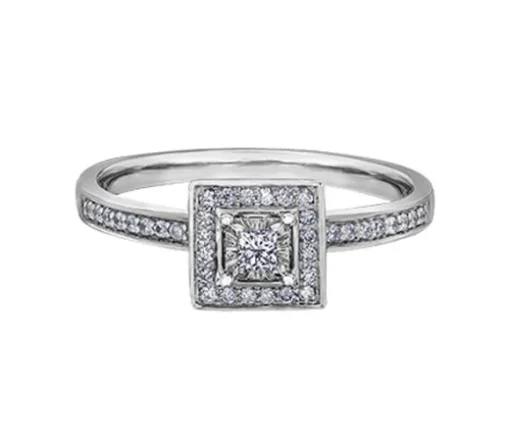 BAGUE EN OR SERTIE DpiUN DIAMANT CANADIEN ET DE DIAMANTS