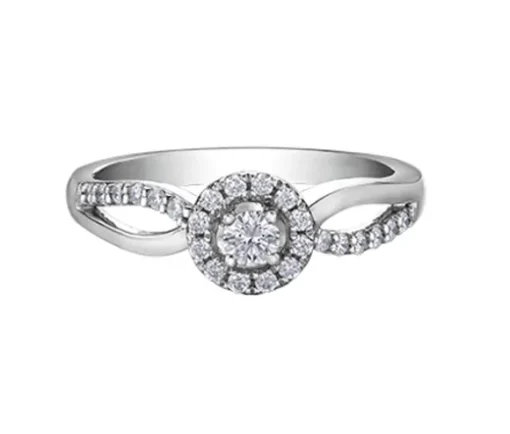 BAGUE EN OR SERTIE DpiUN DIAMANT CANADIEN ET DE DIAMANTS