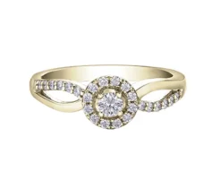 BAGUE EN OR SERTIE DpiUN DIAMANT CANADIEN ET DE DIAMANTS