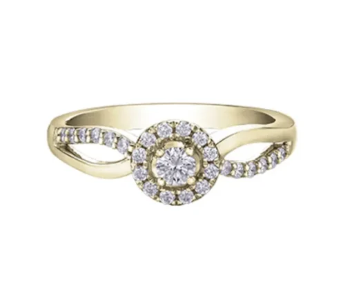BAGUE EN OR SERTIE DpiUN DIAMANT CANADIEN ET DE DIAMANTS