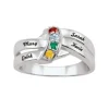 BAGUE FAMILIALE EN ARGENT SERTIE DE PIERRES DE NAISSANCE 2-4 PIERRES