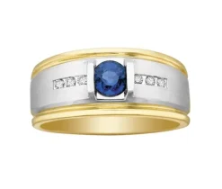 BAGUE 10K 2T 0,45 SAPHIR 6=0,12 DIAMANT
