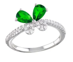 BAGUE PAPILLON EN ARGENT RHODIÉ SERTIE DE CUBIQUES ZIRCONIAS