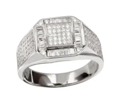 BAGUE POUR HOMME EN ARGENT RHODIÉ SERTIE DE CUBIQUES ZIRCONIAS