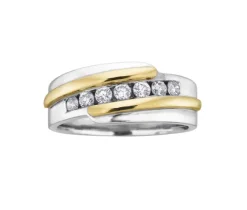 BAGUE POUR HOMME EN OR 2 TONS SERTI DE DIAMANTS