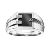 BAGUE POUR HOMME EN OR BLANC SERTIE DpiONYX ET DE DIAMANTS BLANCS ET NOIRS