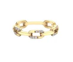 BAGUE STYLE CHAINE EN OR JAUNE SERTIE DE DIAMANTS
