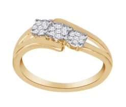 BAGUE STYLE TRINITÉ EN OR 10K 2 TONS SERTIE DE DIAMANTS