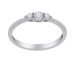 BAGUE STYLE TRINITÉ EN OR 10K BLANC SERTIE DE DIAMANTS