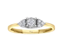 BAGUE STYLE TRINITÉ EN OR 10K 2 TONS SERTIE DpiUN DIAMANT CANADIEN ET DE DIAMANTS