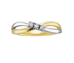 BAGUE STYLE TRINITÉ EN OR 10K SERTIE DE DIAMANTS