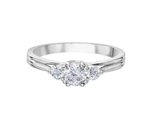 BAGUE STYLE TRINITÉ EN OR 14K BLANC SERTIE DE DIAMANTS CANADIENS