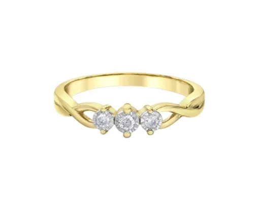 BAGUE STYLE TRINITÉ ILLUMINAIRE EN OR 10K SERTIE DE DIAMANTS
