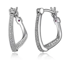 BOUCLE ELLE EN ARGENT RHODIÉ SERTIES DE CUBIQUES ZIRCONIAS poSCINTILLATIONpo