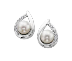 BOUCLE 10K PERLE CULTURE 14=0,06 DIAMANT