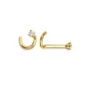 BOUCLE NEZ 14K TIGE COURBÉE CZ GRIFFES