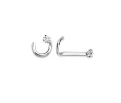 BOUCLE NEZ 14K TIGE COURBÉE CZ GRIFFES