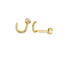 BOUCLE NEZ 14K TIGE COURBÉE CZ