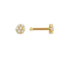 BOUCLE NEZ 14K TIGE DROITE FLEUR CZ