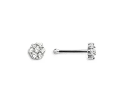 BOUCLE NEZ 14K TIGE DROITE FLEUR CZ