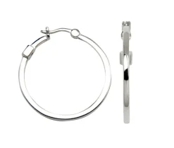 BOUCLES ANNEAUX EN ARGENT RHODIÉ UNIES