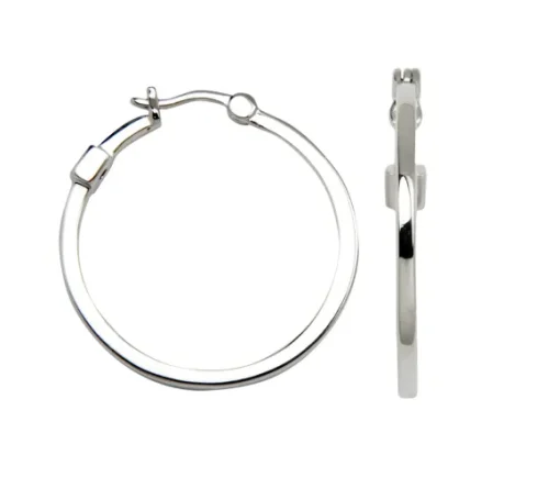 BOUCLES ANNEAUX EN ARGENT RHODIÉ UNIES