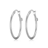 BOUCLES ANNEAUX EN ARGENT RHODIÉ UNIES