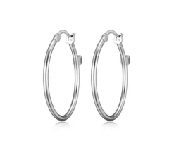 BOUCLES ANNEAUX EN ARGENT RHODIÉ UNIES