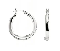 BOUCLES ANNEAUX EN ARGENT RHODIÉ UNIES