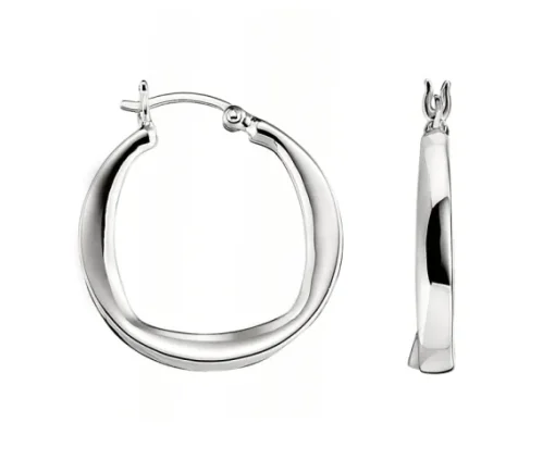 BOUCLES ANNEAUX EN ARGENT RHODIÉ UNIES