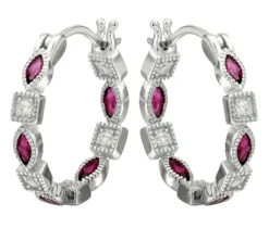 BOUCLES ANNEAUX EN ARGENT RHODIÉ SERTIES DE CUBIQUES ZIRCONIAS