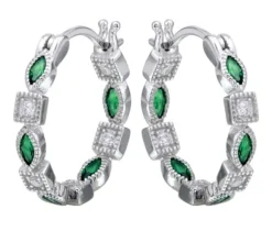 BOUCLES ANNEAUX EN ARGENT RHODIÉ SERTIES DE CUBIQUES ZIRCONIAS
