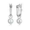 BOUCLES ANNEAUX EN ARGENT RHODIÉ SERTIES DE PERLES DpiEAU DOUCE