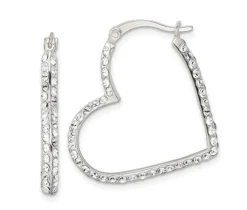 BOUCLES ANNEAUX EN COEUR SERTIES DE CUBIQUES ZIRCONIAS
