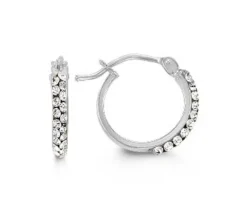 BOUCLES ANNEAUX EN OR BLANC SERTIES DE CUBIQUES ZIRCONIAS