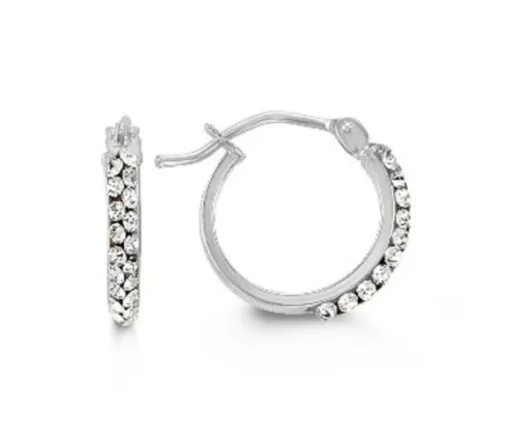 BOUCLES ANNEAUX EN OR BLANC SERTIES DE CUBIQUES ZIRCONIAS