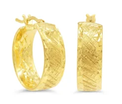 BOUCLES ANNEAUX EN OR FINIES TEXTURÉES