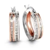 BOUCLES ANNEAUX EN OR 10K 2 TONS ROSE SERTIES DE CUBIQUES ZIRCONIAS