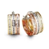 BOUCLES ANNEAUX EN OR 10K 3 TONS SERTIES DE CUBIQUES ZIRCONIAS