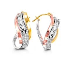 BOUCLES ANNEAUX EN OR 10K 3TONS