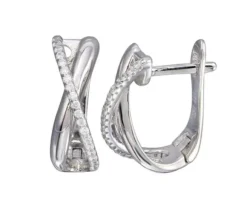 BOUCLES ANNEAUX ENTRECROISÉES EN ARGENT RHODIÉ SERTIES DE CUBIQUES ZIRCONIAS