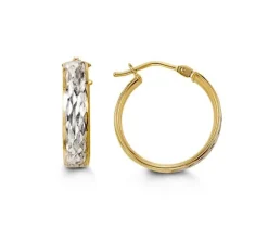 BOUCLES ANNEAUX 10K 2 TONS TAILLÉES DIAMANT